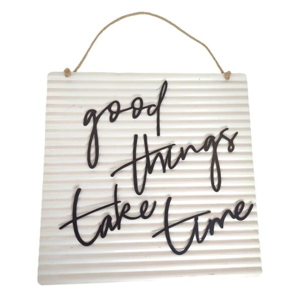 Metal 3D Sign good things take time Wall Hanging Art Cursive Letters - Picture 1 of 16